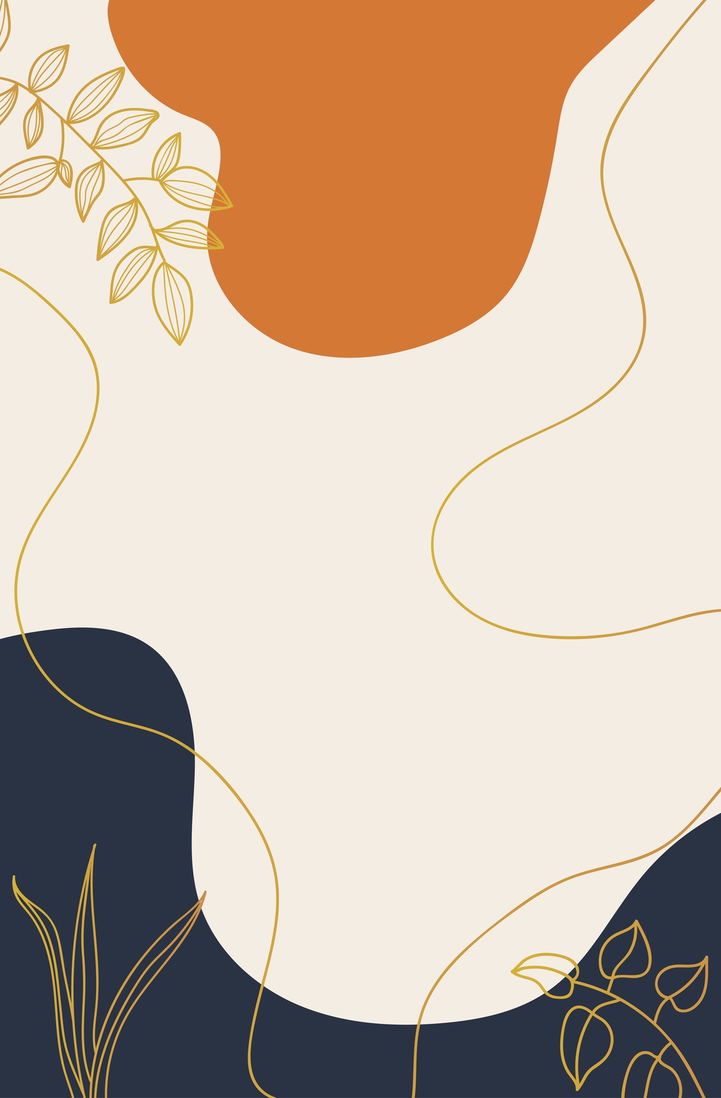 Boho Abstract Leaf & Ochre Wall Art