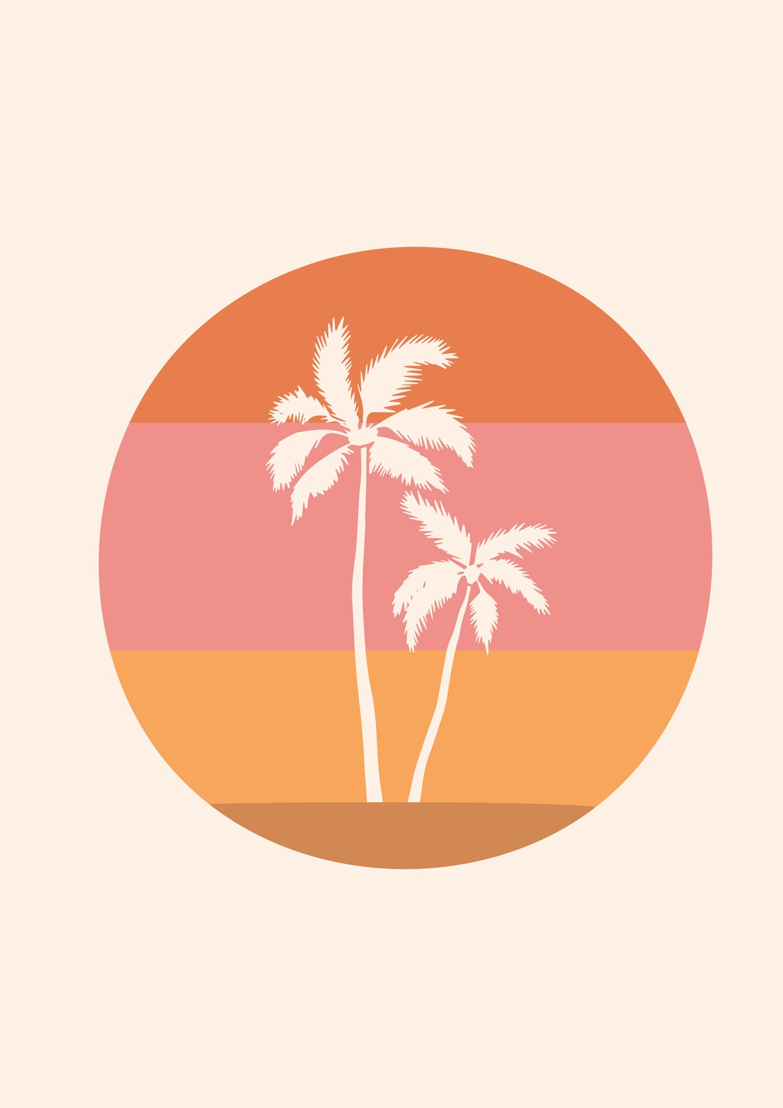 Retro Sunset Palm Trees Wall Art