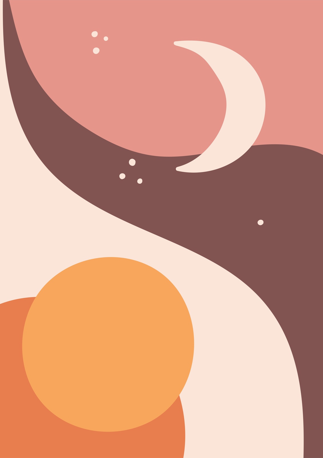 Boho Sun Moon Abstract Wall Art