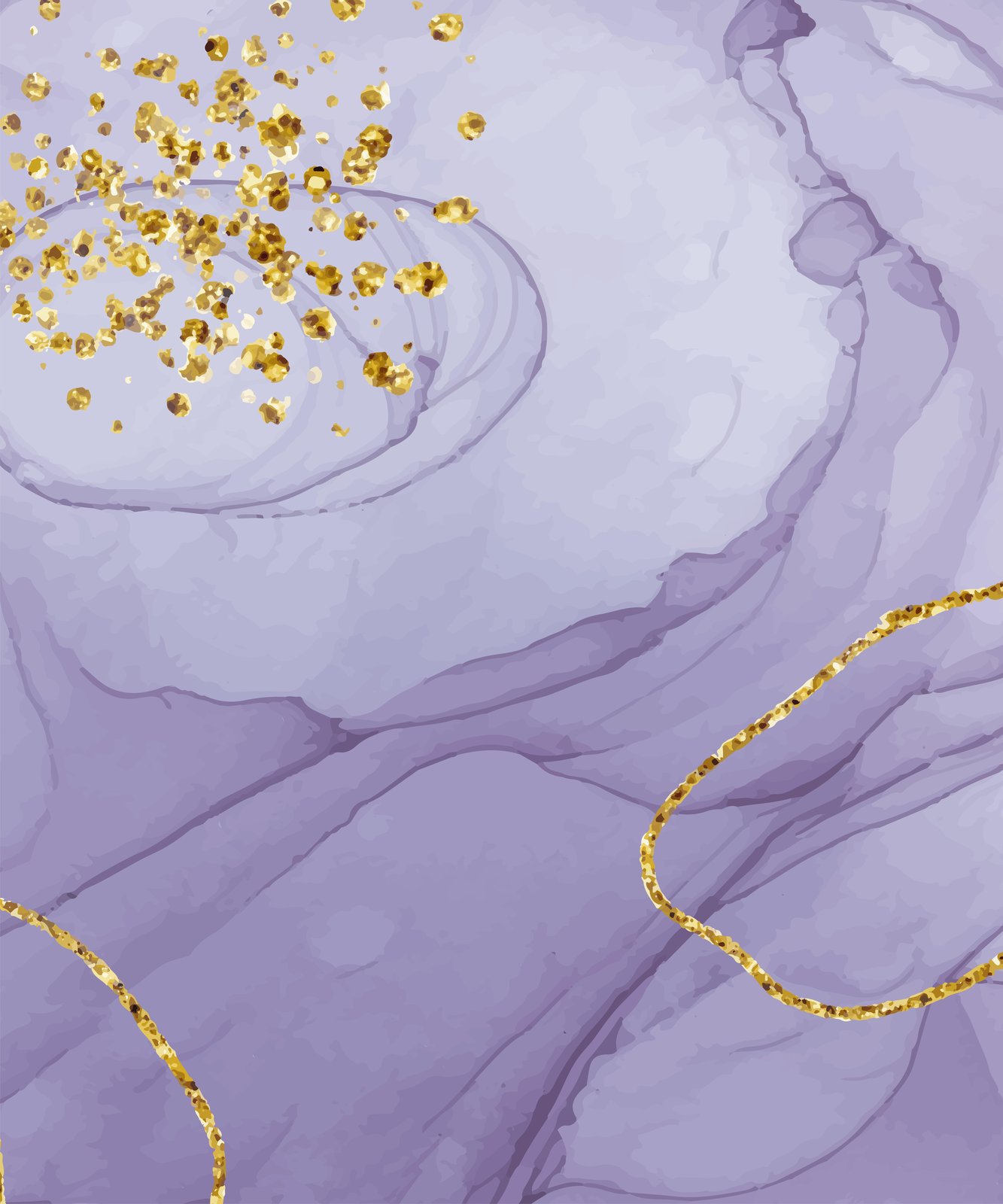 Lavender Gold Flow Abstract Wall Art