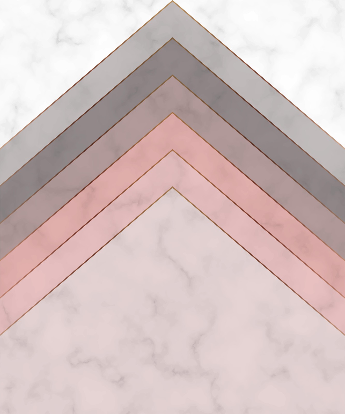 Geometric Marble & Rose Gold Chevron Wall Art