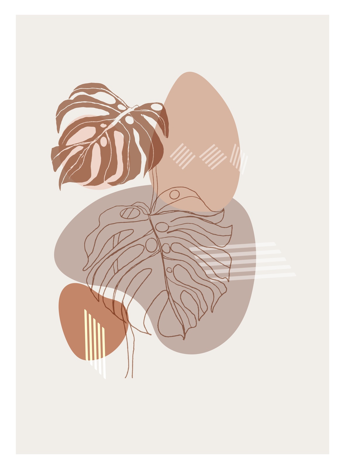 Boho Abstract Monstera Leaf Wall Art