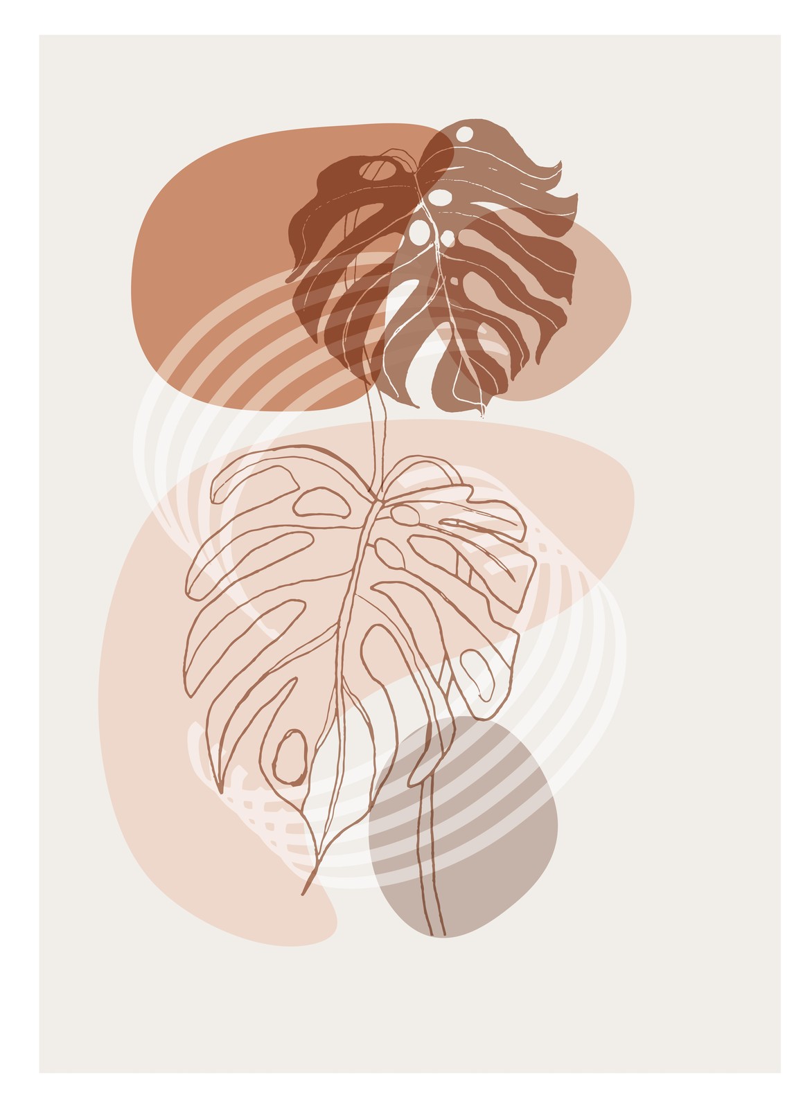 Boho Monstera Leaf Line Art Wall Art
