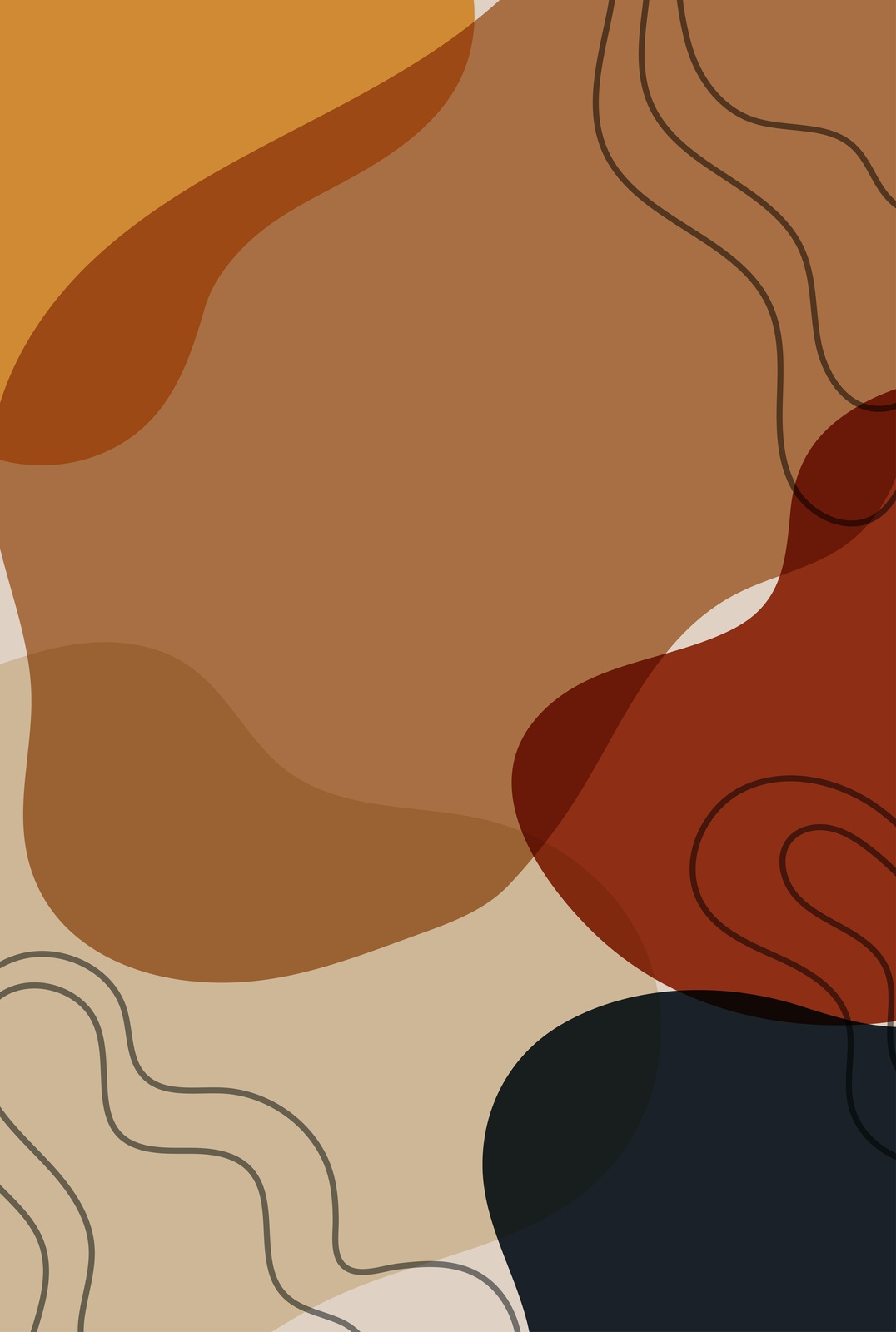Abstract Earth Tones Organic Shapes Wall Art