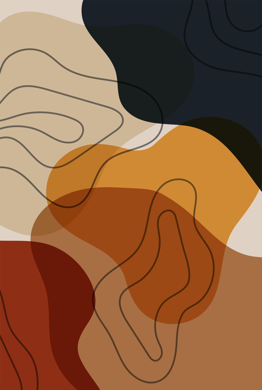 Abstract Earth Tones Organic Shapes Wall Art