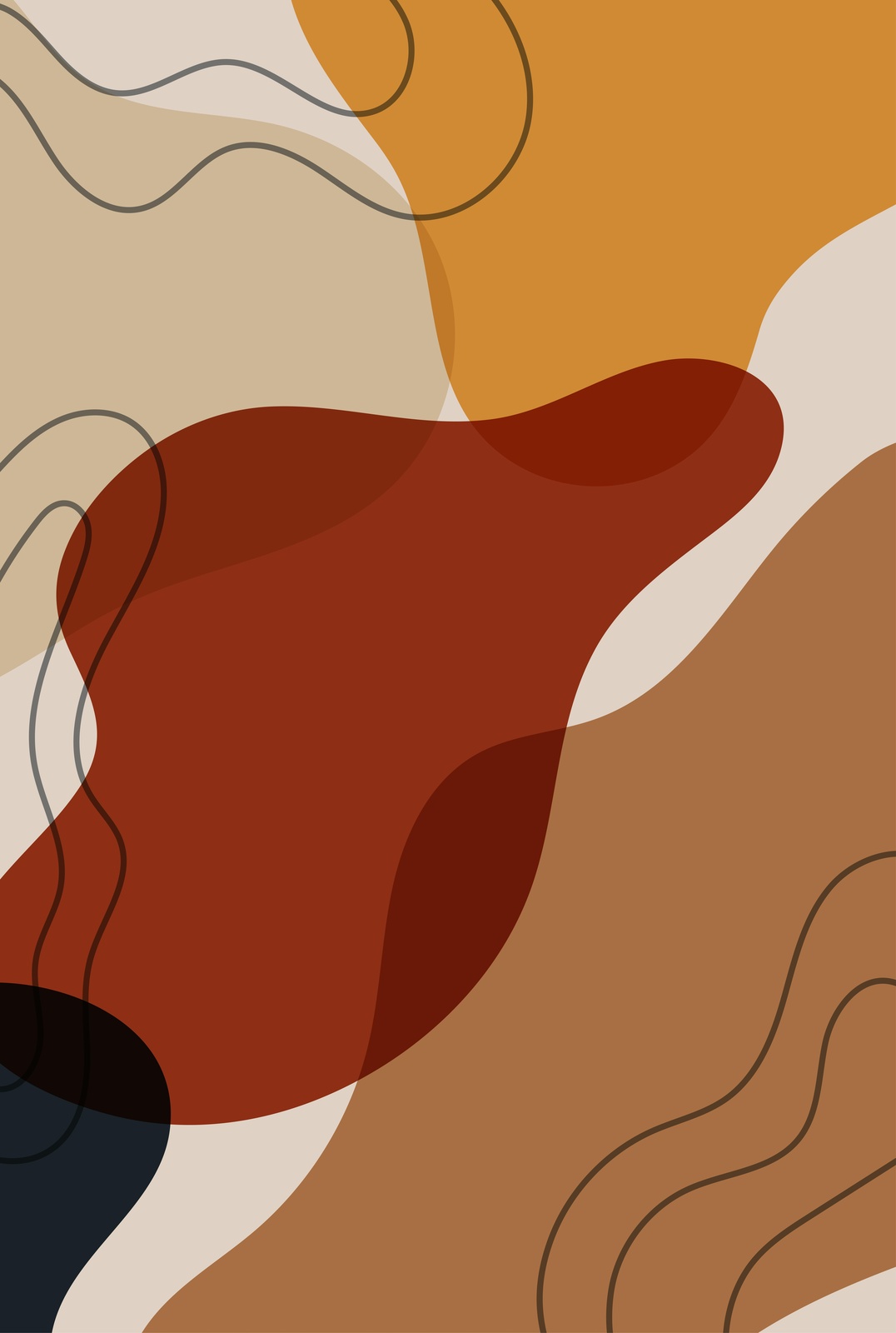 Abstract Earth Tones Organic Shapes Wall Art