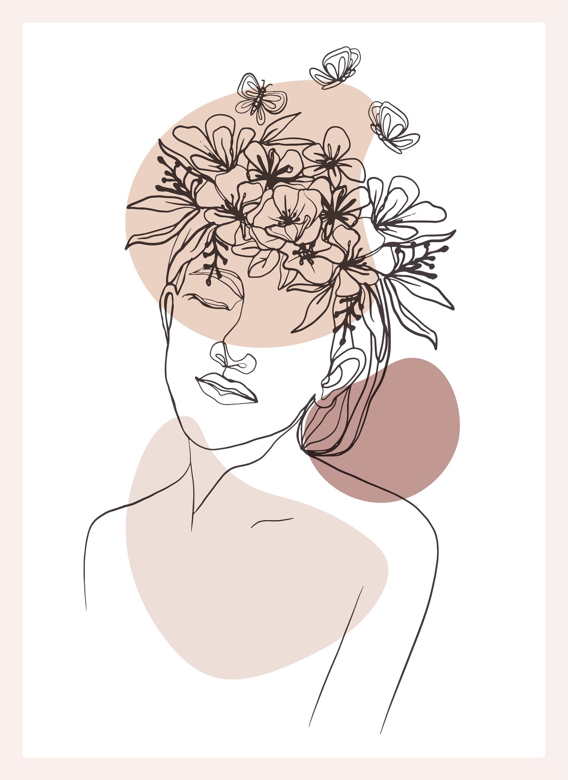 Minimalist Floral Woman Line Art Wall Art