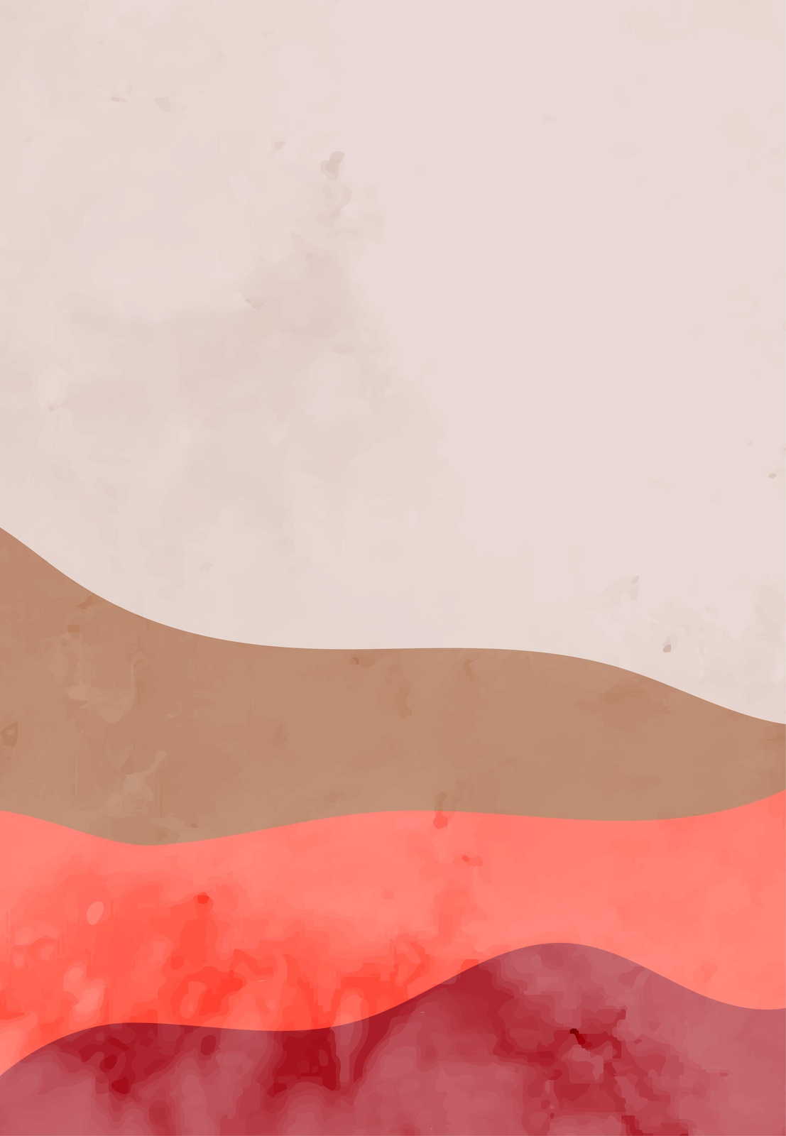 Abstract Wavy Terracotta & Coral Wall Art