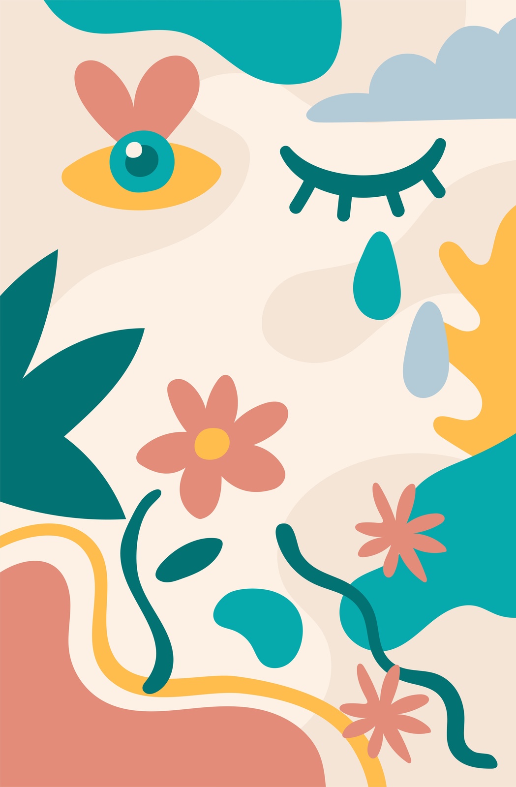 Bohemian Floral Eye & Cloud Wall Art