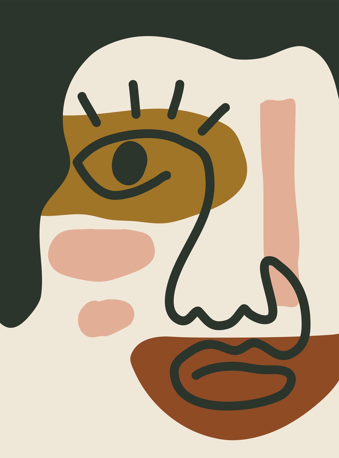 Abstract Face Mid-Century Modern Wall Art