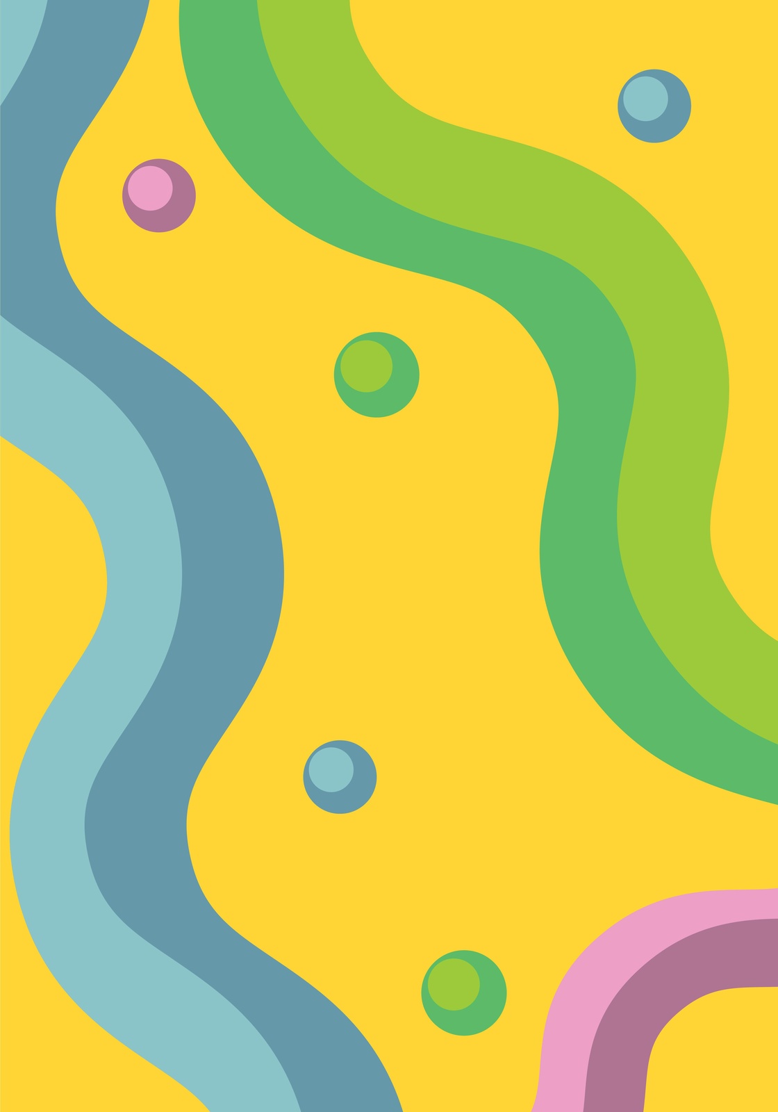 Vibrant Wavy Dots Yellow Wall Art
