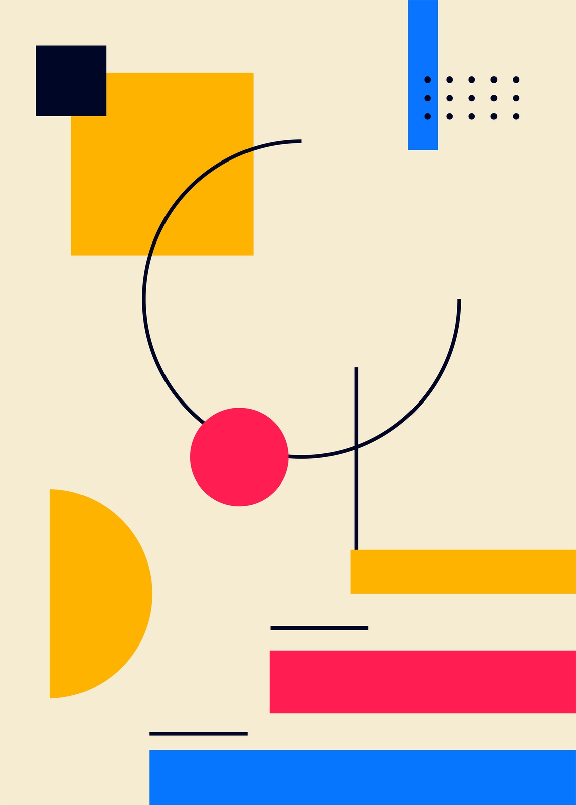 Abstract Geometric Yellow & Blue Wall Art
