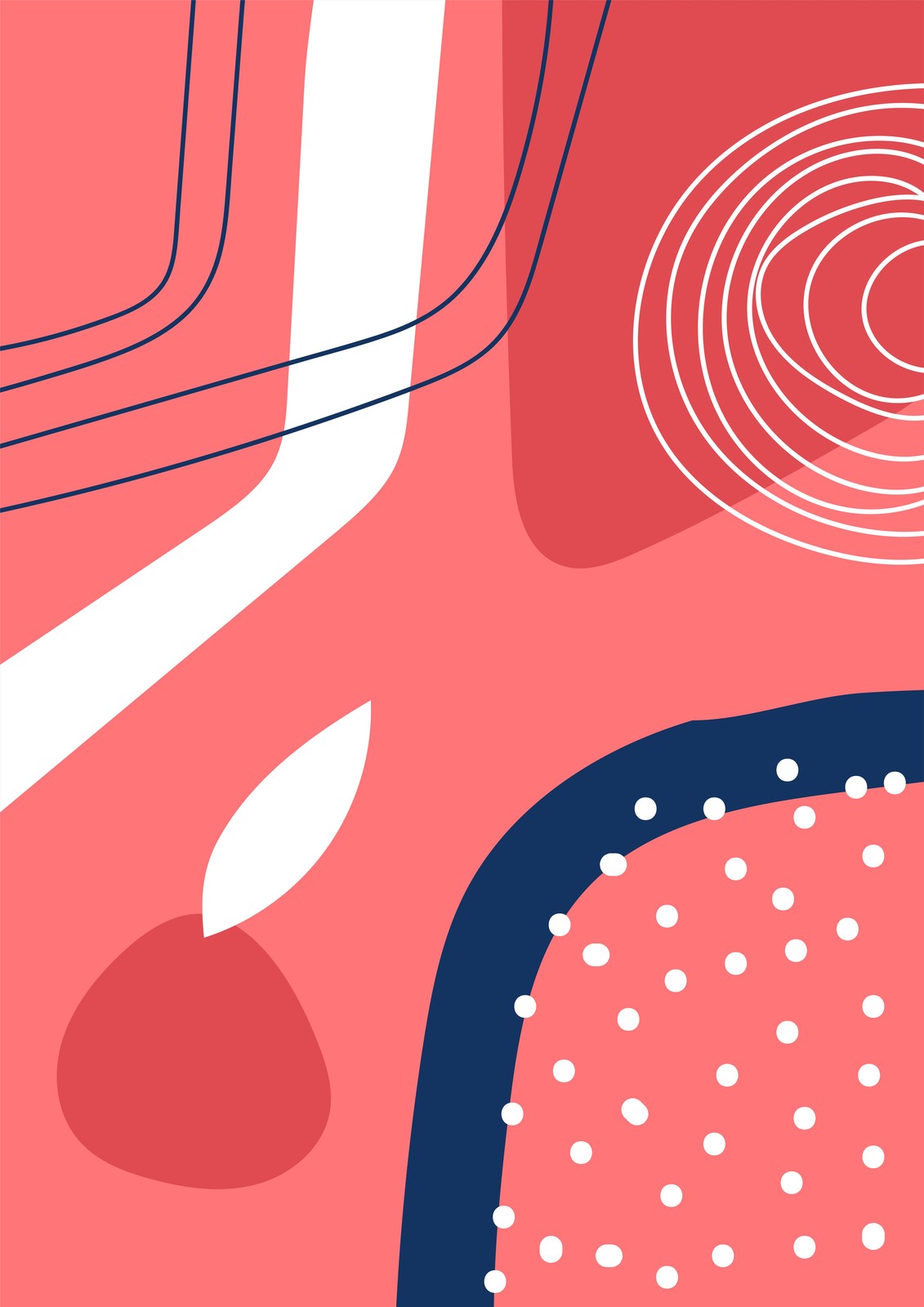 Abstract Coral & Navy Flow Wall Art