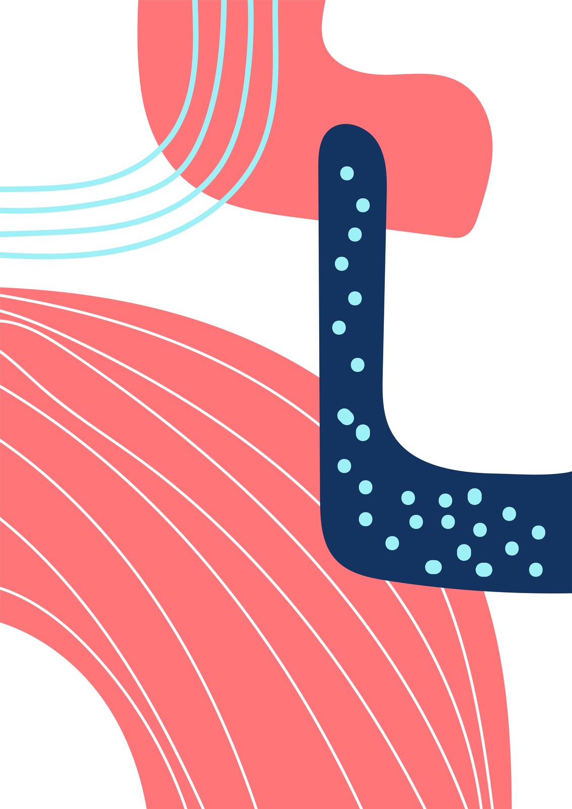 Abstract Coral & Navy Dot Wall Art