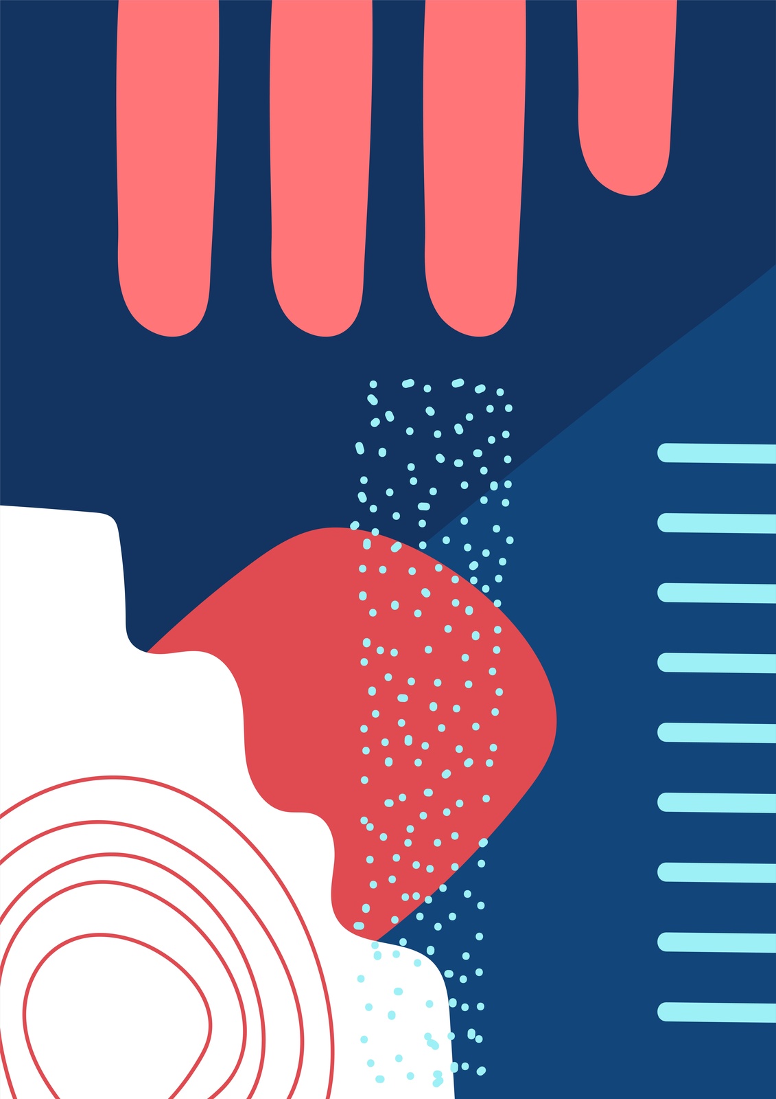 Abstract Coral & Navy Geometric Shapes Wall Art