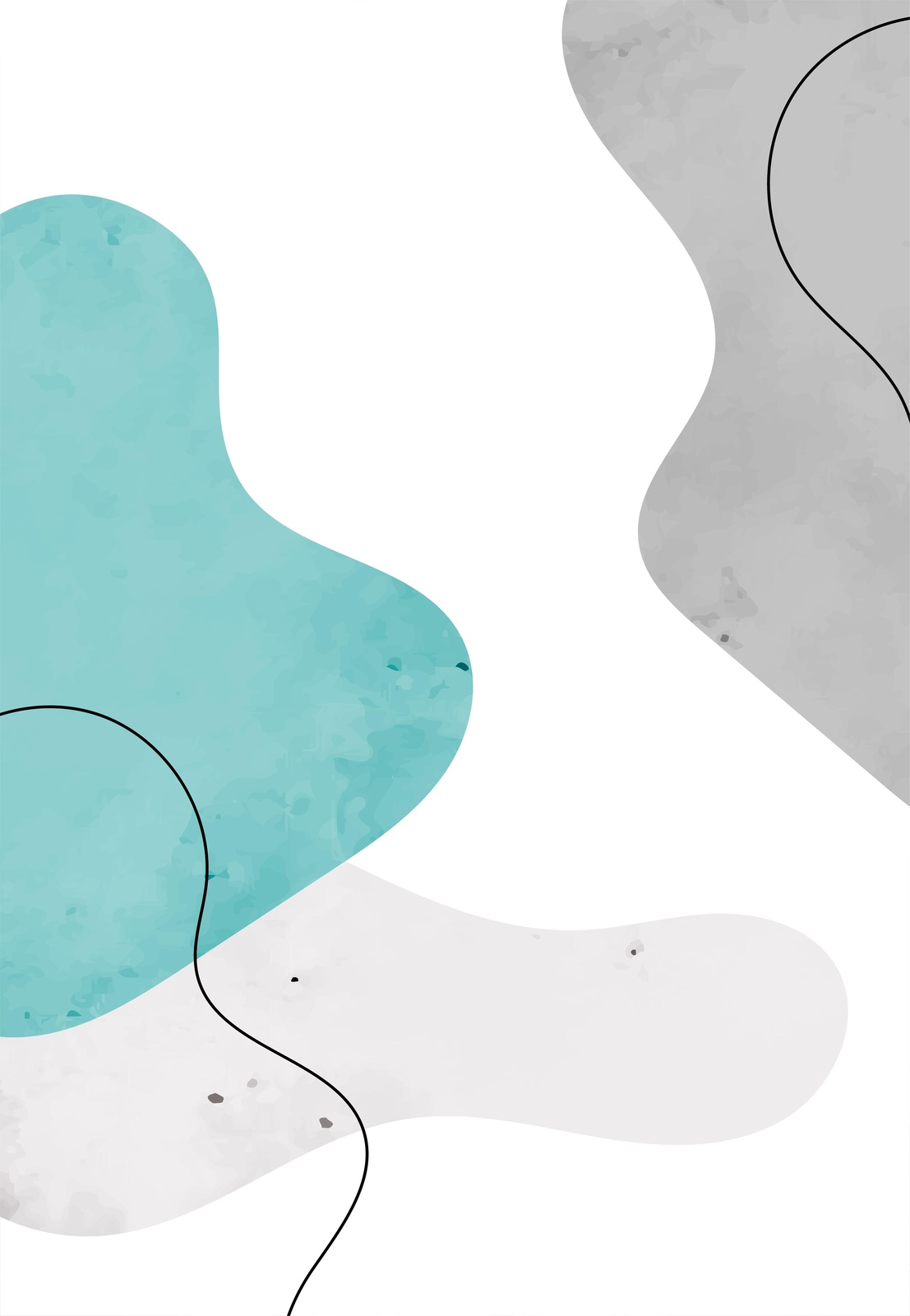 Modern Abstract Teal & Grey Organic Wall Art