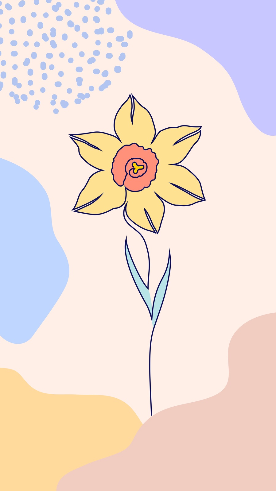 Modern Daffodil Line Art Wall Art