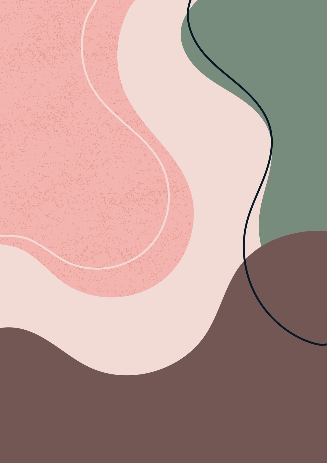 Soft Abstract Curves Pink Green Wall Art