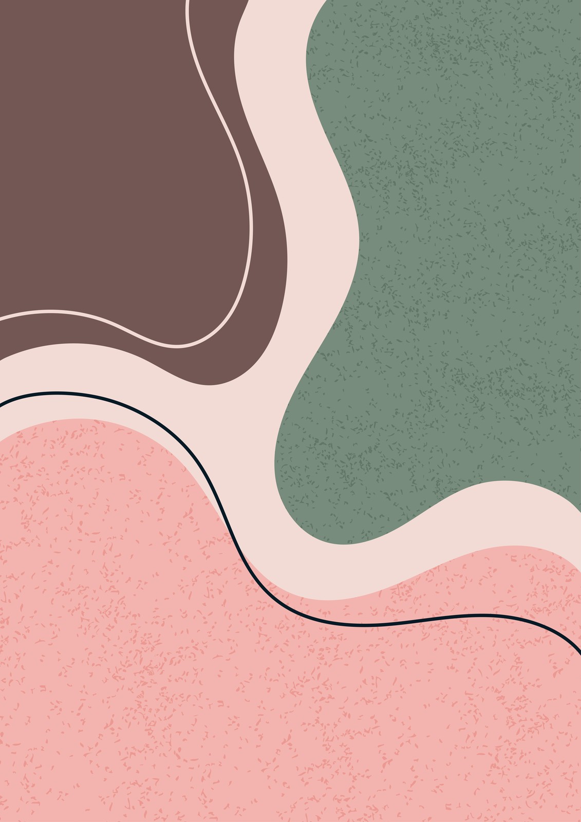Abstract Blush & Sage Organic Waves Wall Art