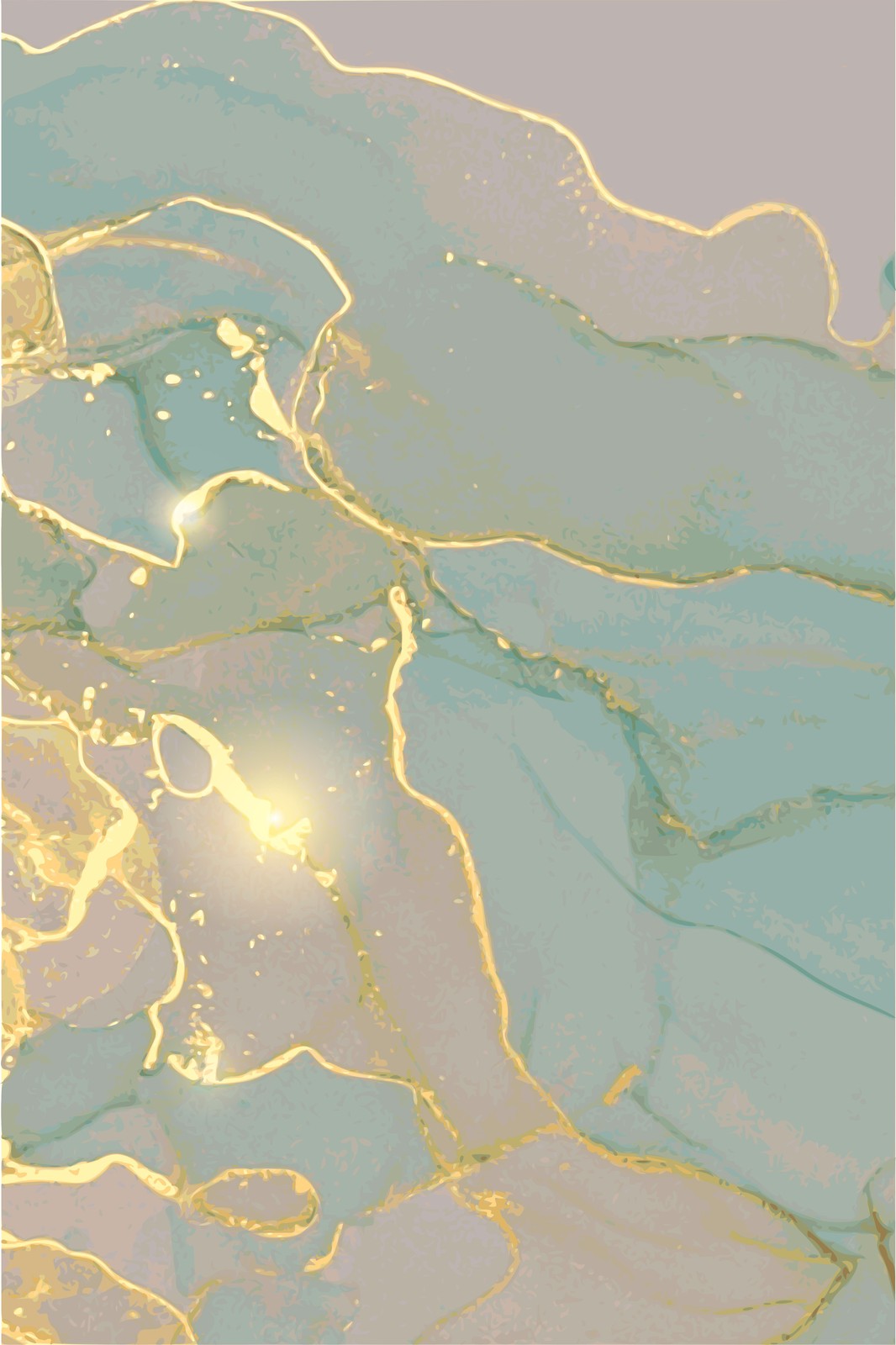 Serene Teal & Gold Abstract Marble Wall Art