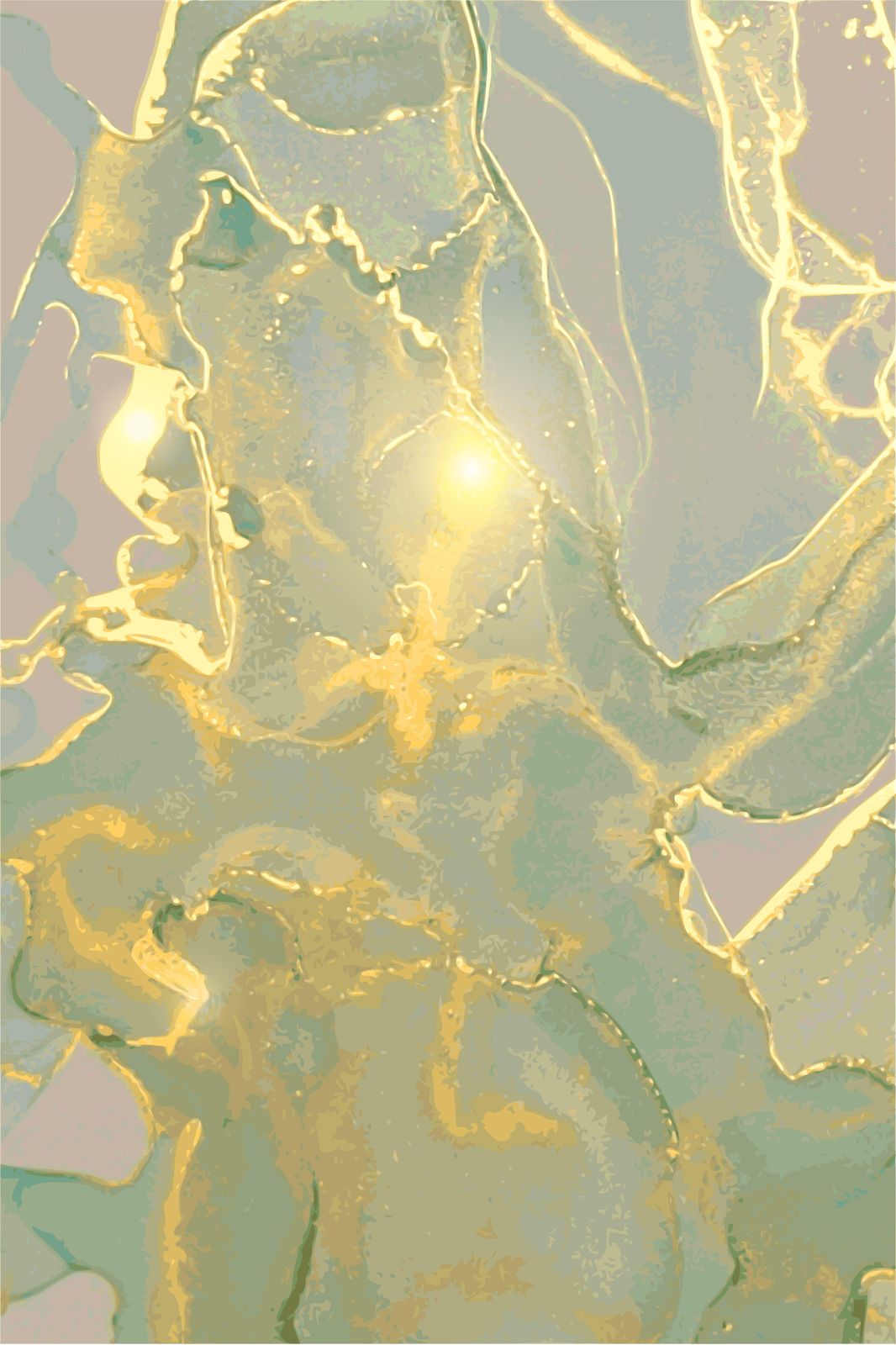 Abstract Gold & Sage Green Marble Wall Art