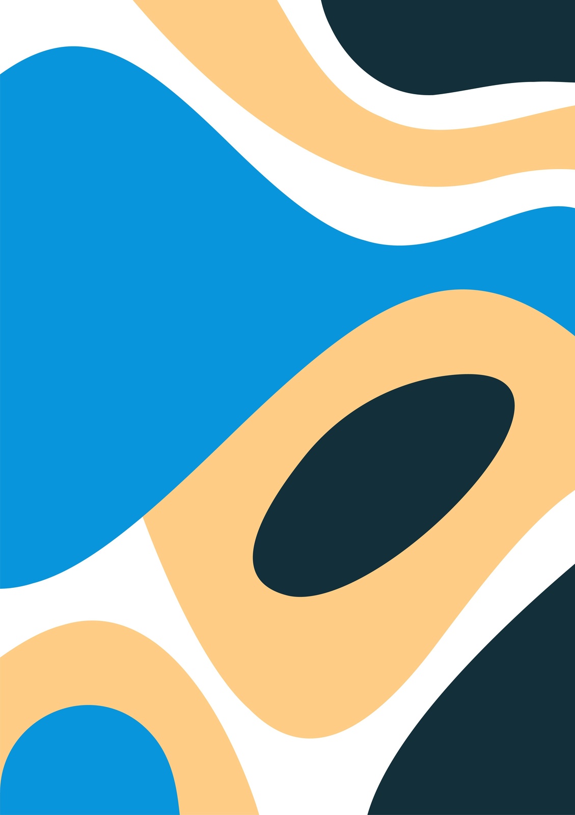 Abstract Waves Blue Peach Wall Art