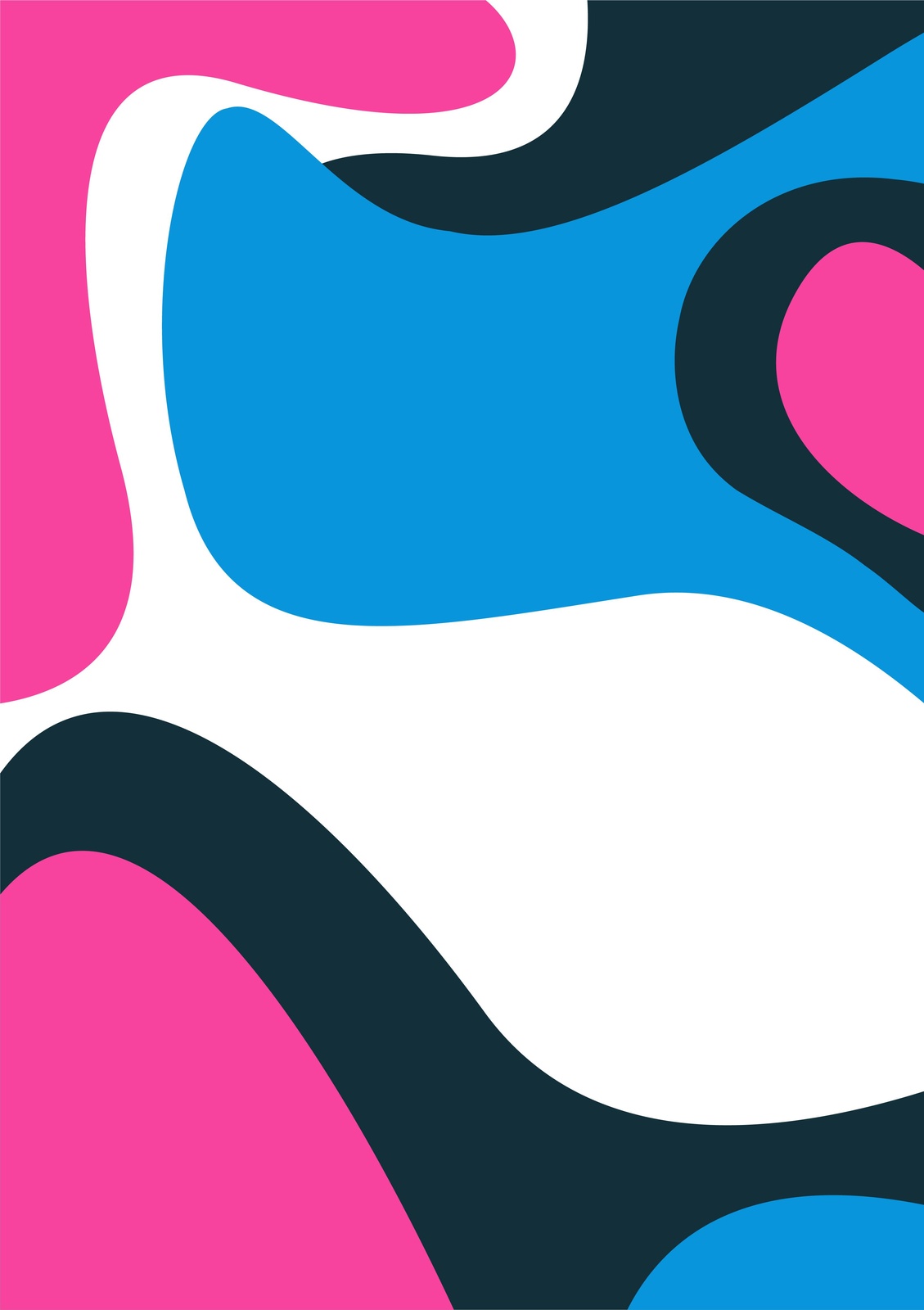 Modern Abstract Pink Blue Wave Wall Art