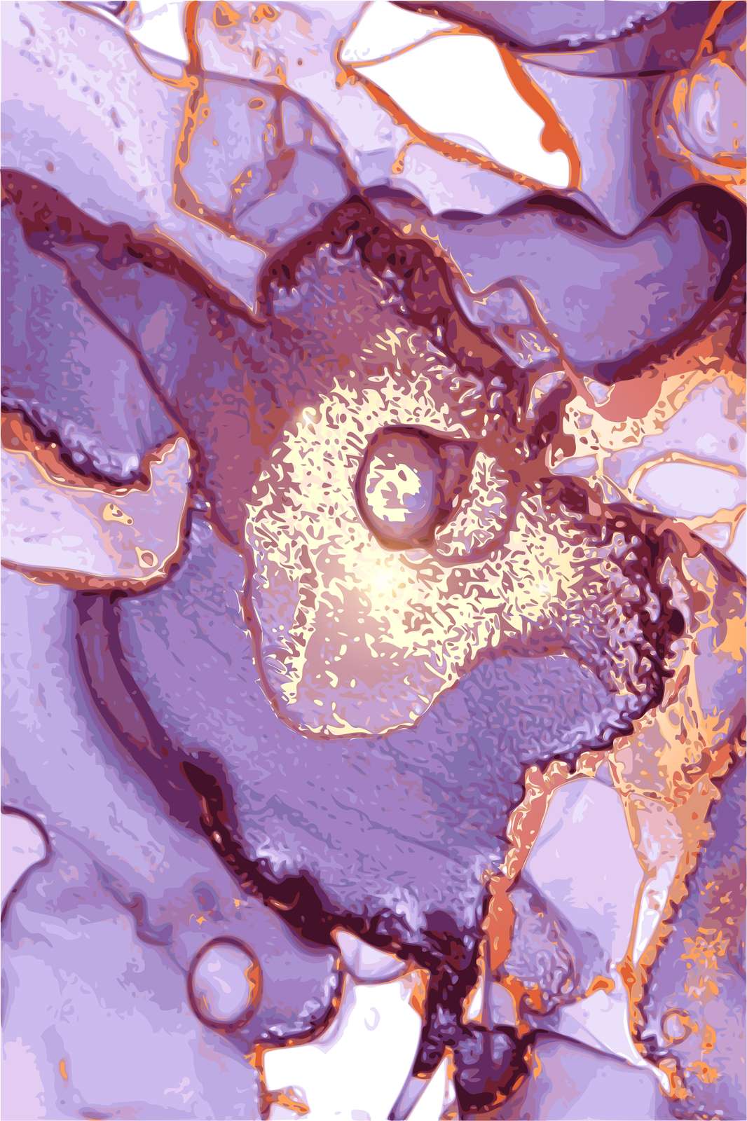 Abstract Purple Gold Marbling Wall Art