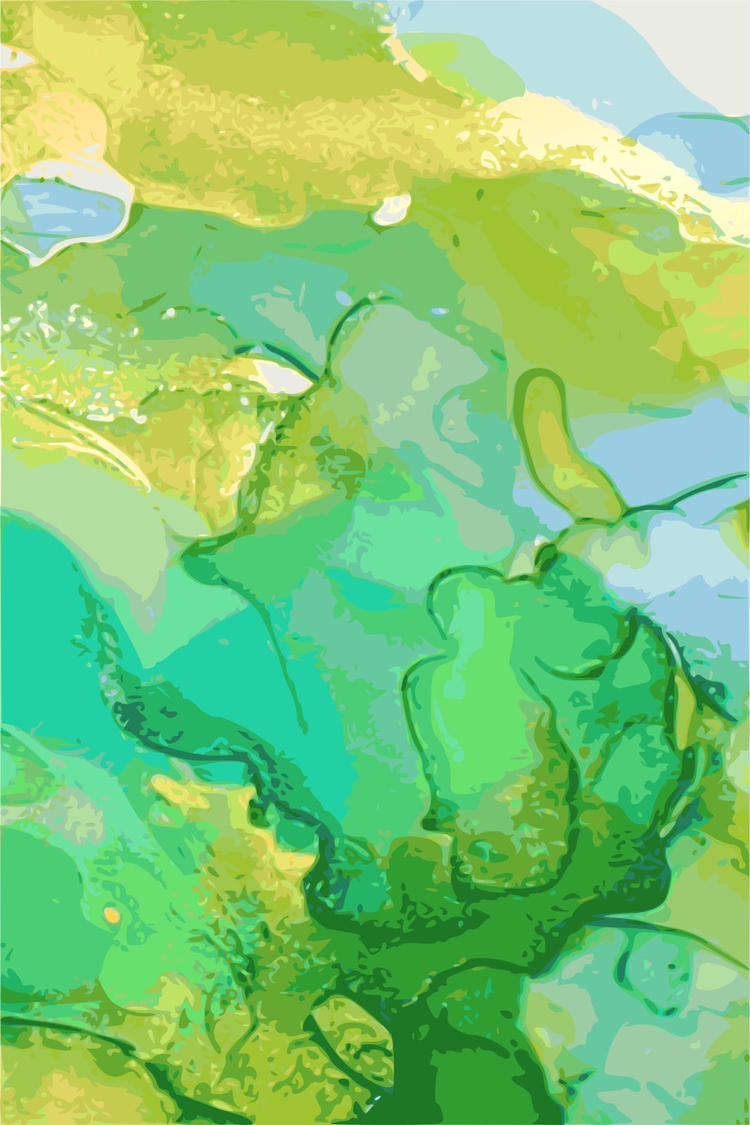 Lush Green Abstract Flow Wall Art
