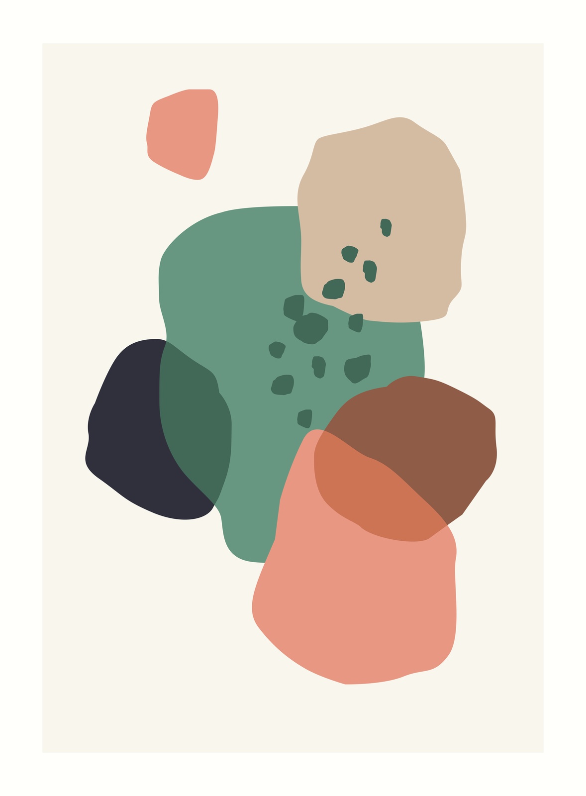 Modern Abstract Terracotta Teal Organic Shapes Wall Art