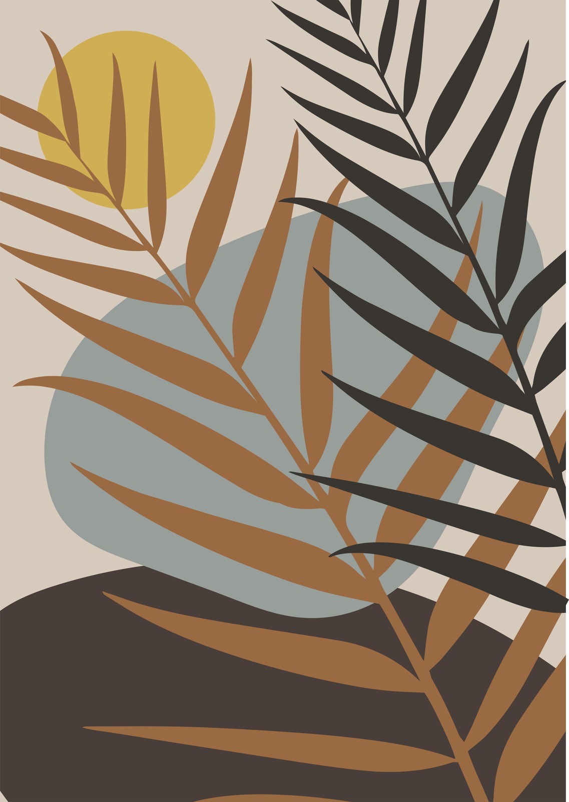 Boho Sun Palm Abstract Wall Art