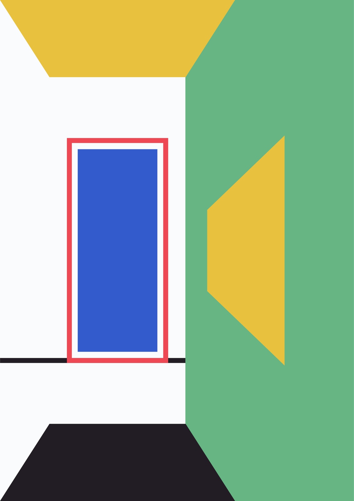 Modern Geometric Abstract Blue & Green Wall Art