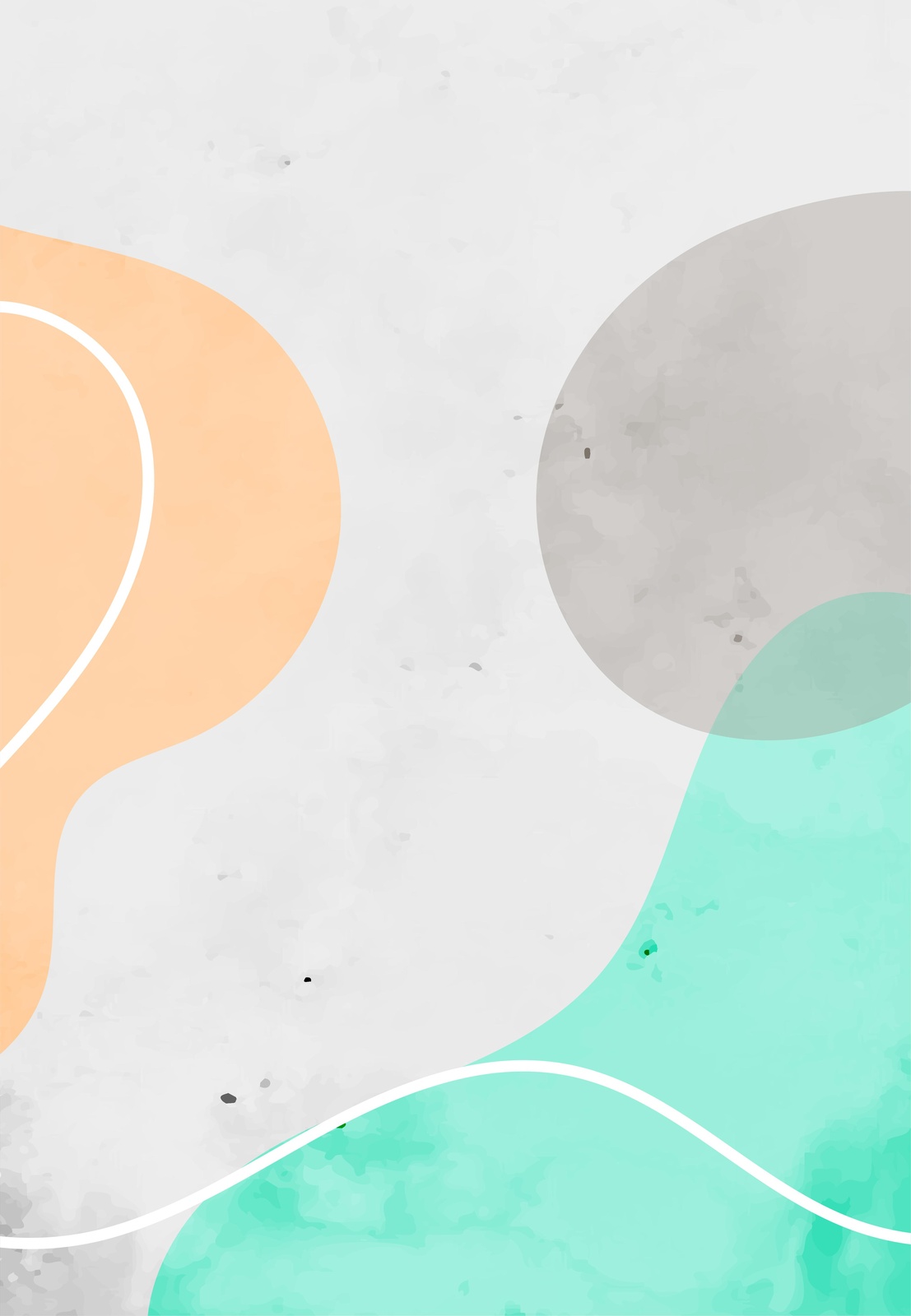 Modern Abstract Peach & Teal Shapes Wall Art
