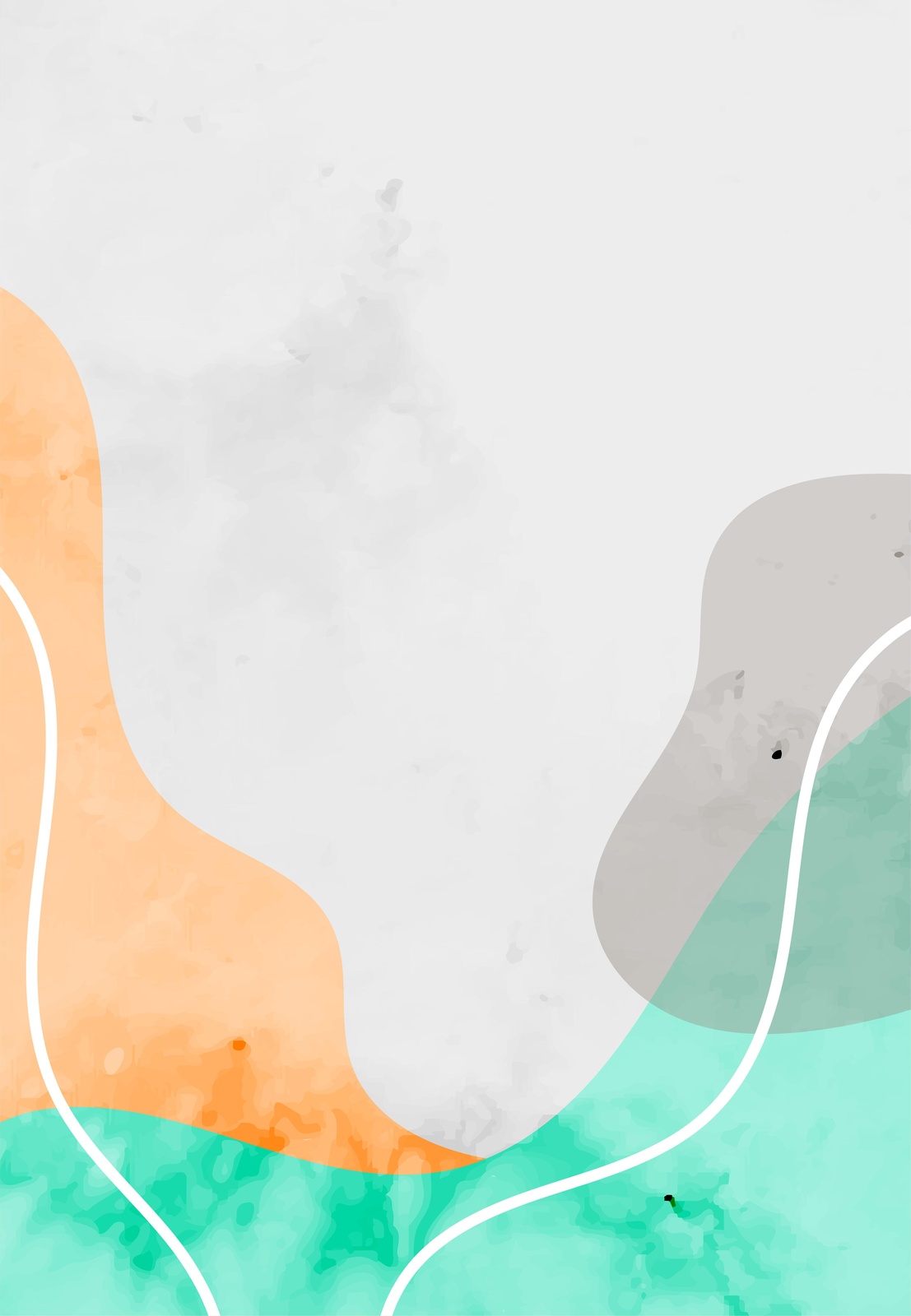 Abstract Teal Orange Wave Wall Art