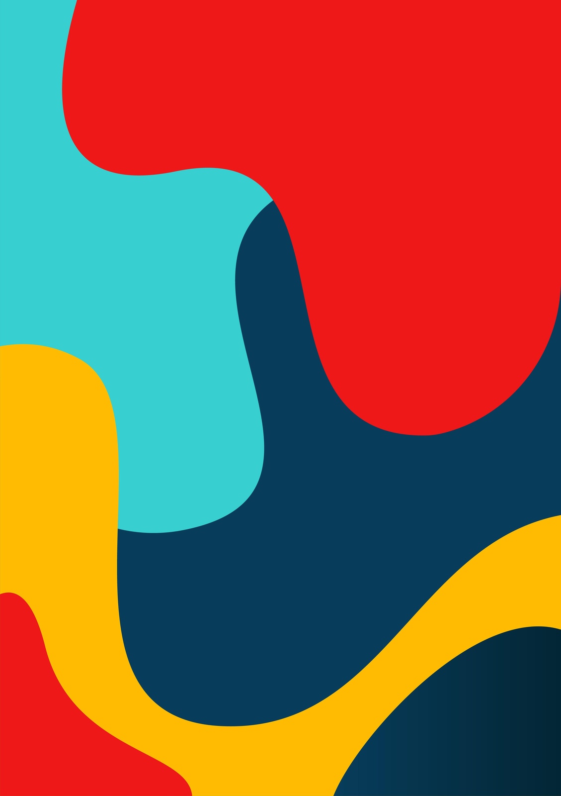 Abstract Waves Red Blue Yellow Wall Art