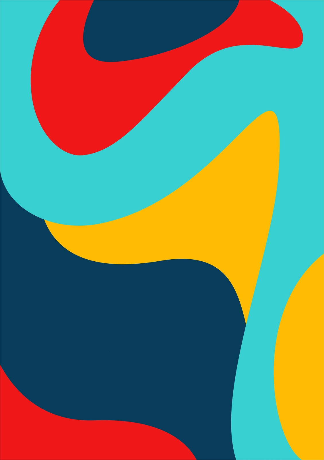 Abstract Waves Red Yellow Blue Wall Art