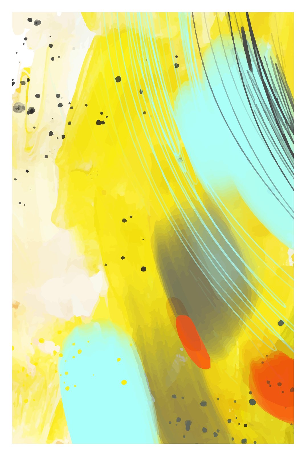 Vibrant Abstract Splash Yellow Wall Art