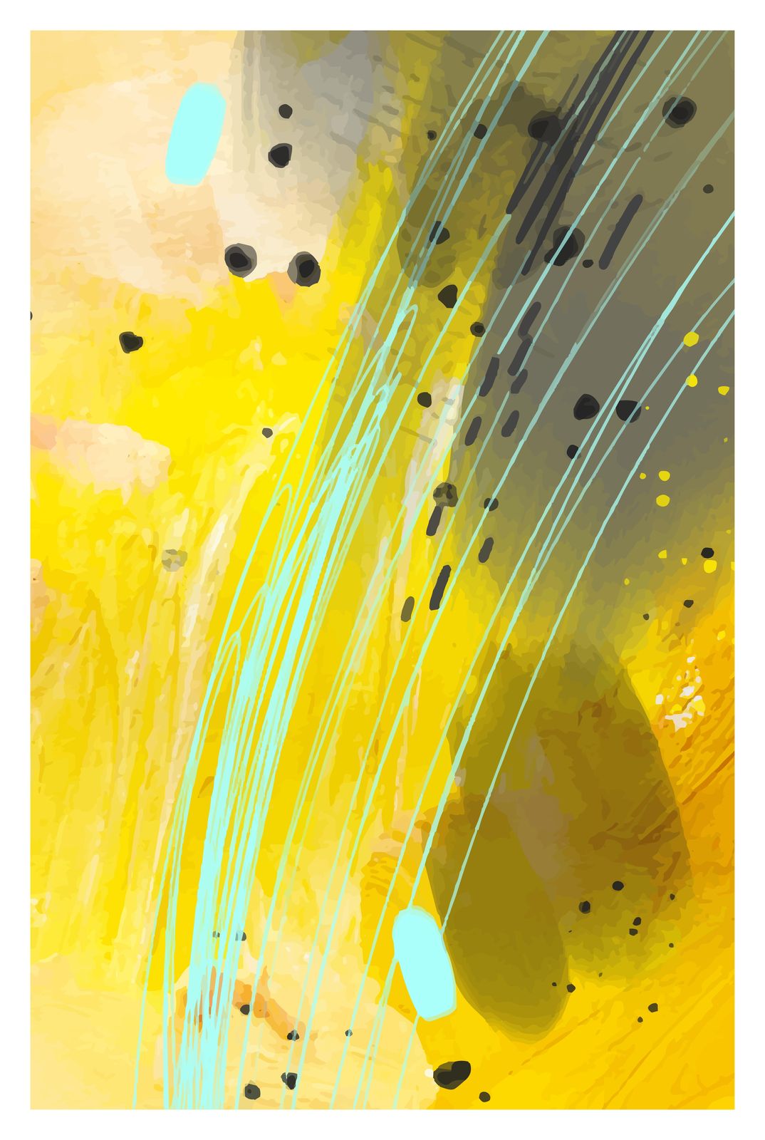 Vibrant Yellow Abstract Splatter Wall Art