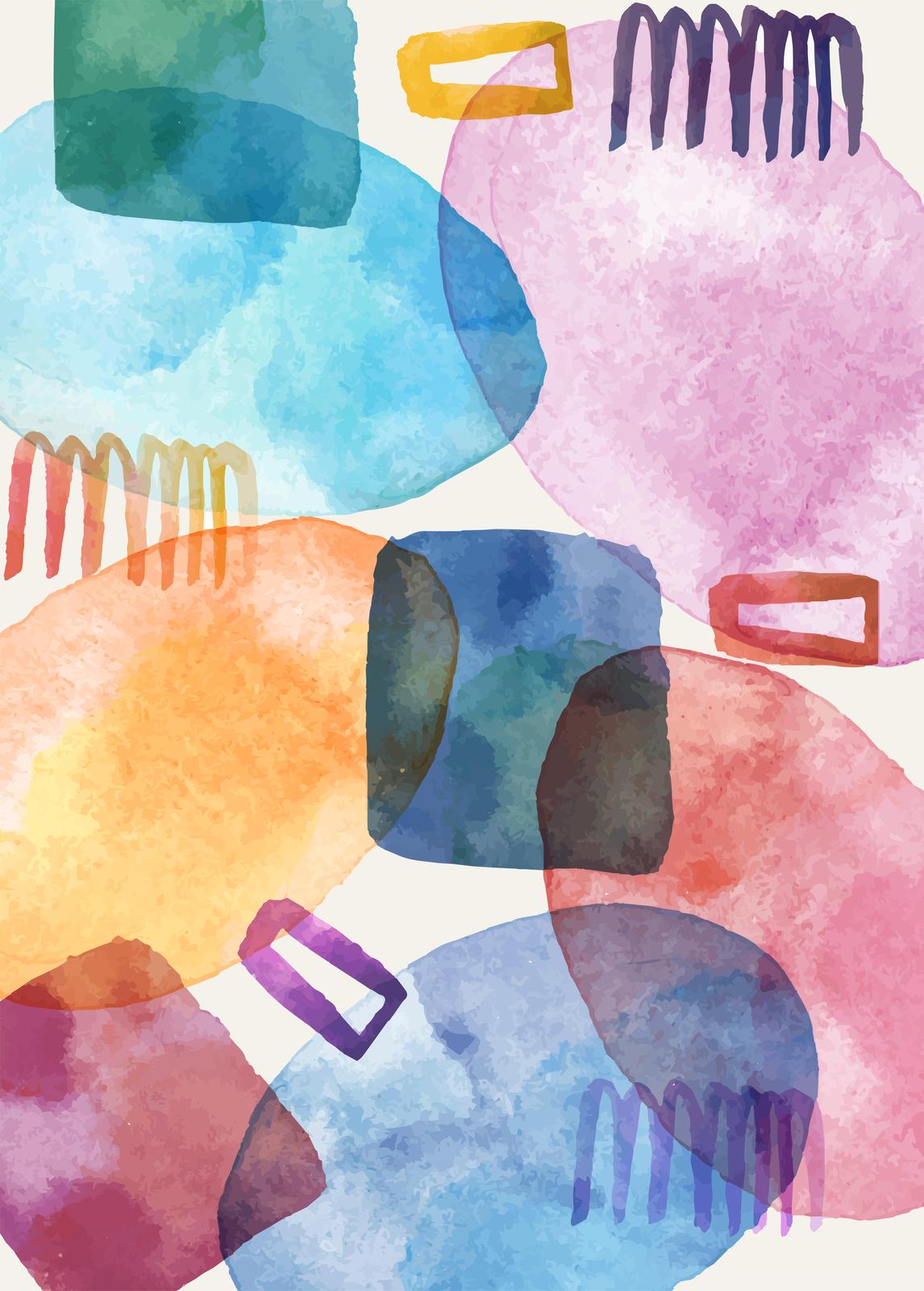 Vibrant Abstract Watercolor Shapes Wall Art