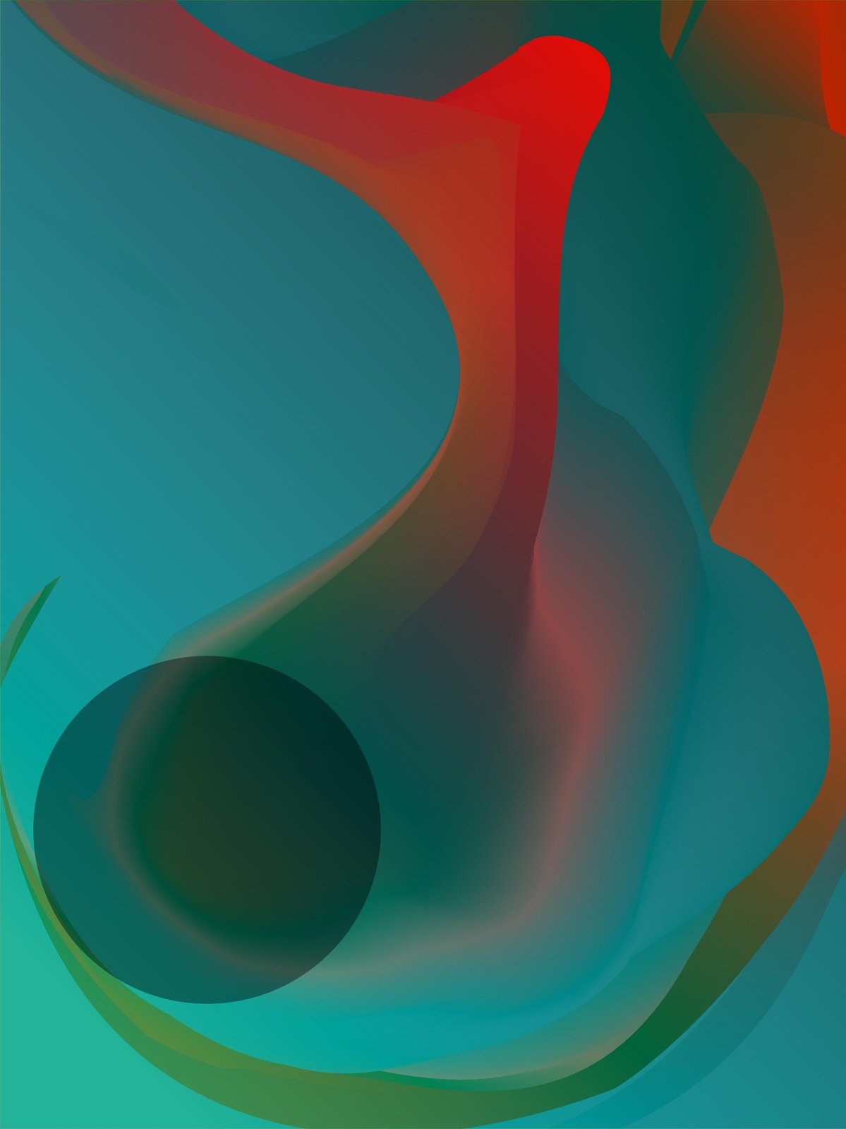 Abstract Teal Red Flow Wall Art