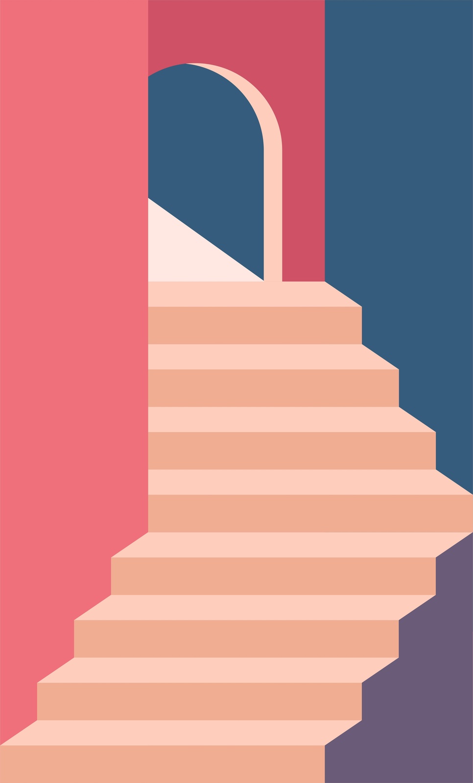 Modern Archway & Stairs Geometric Wall Art