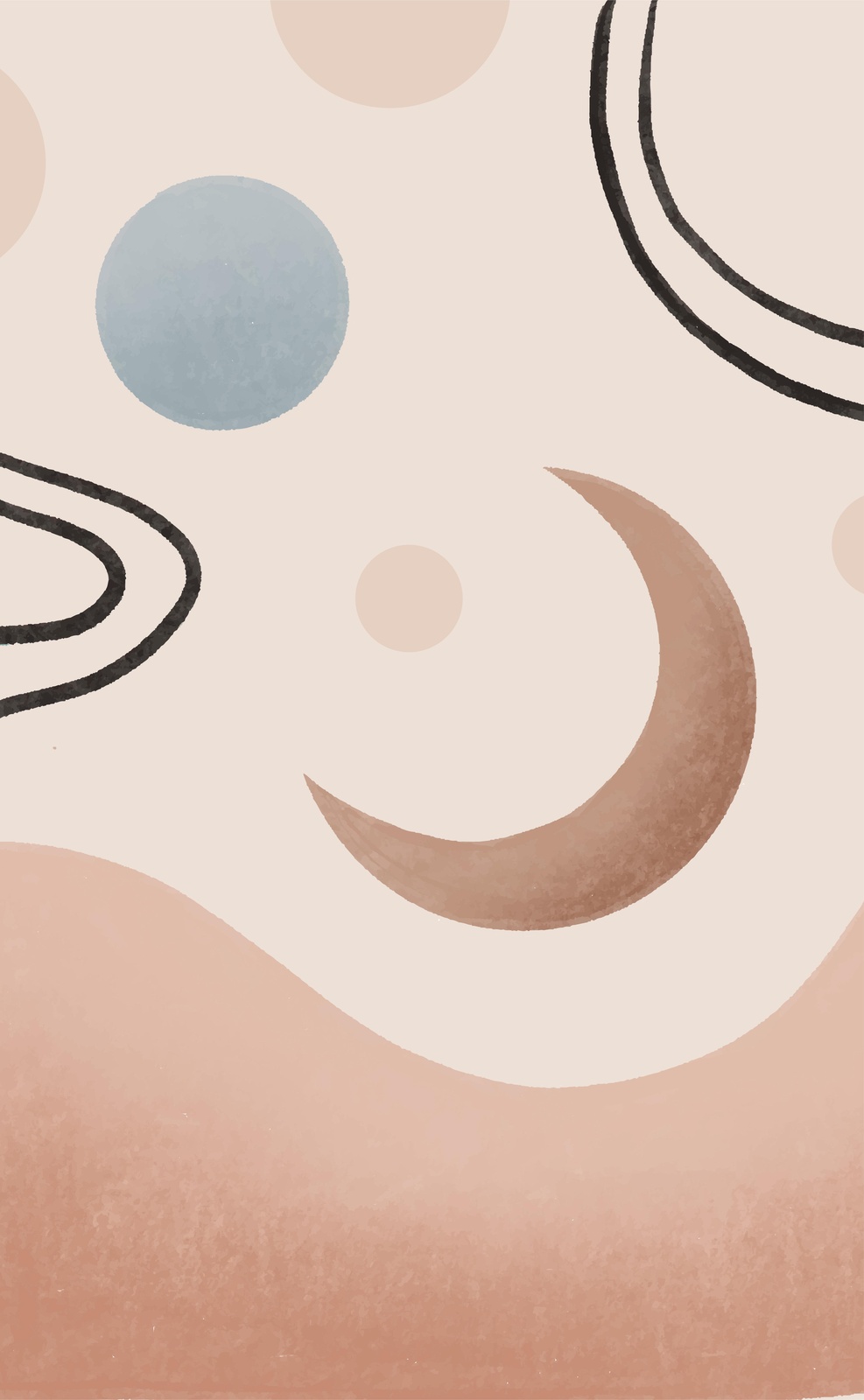Boho Crescent Moon Abstract Wall Art