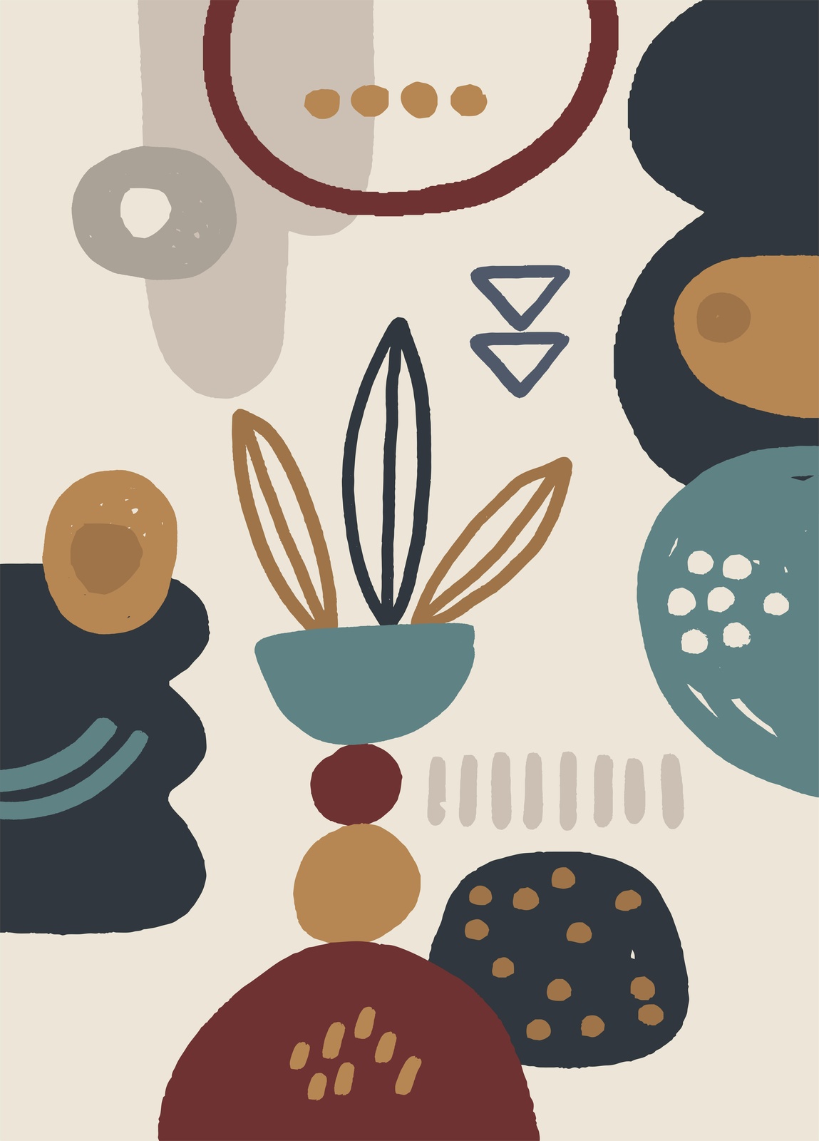 Modern Abstract Boho Botanical Wall Art