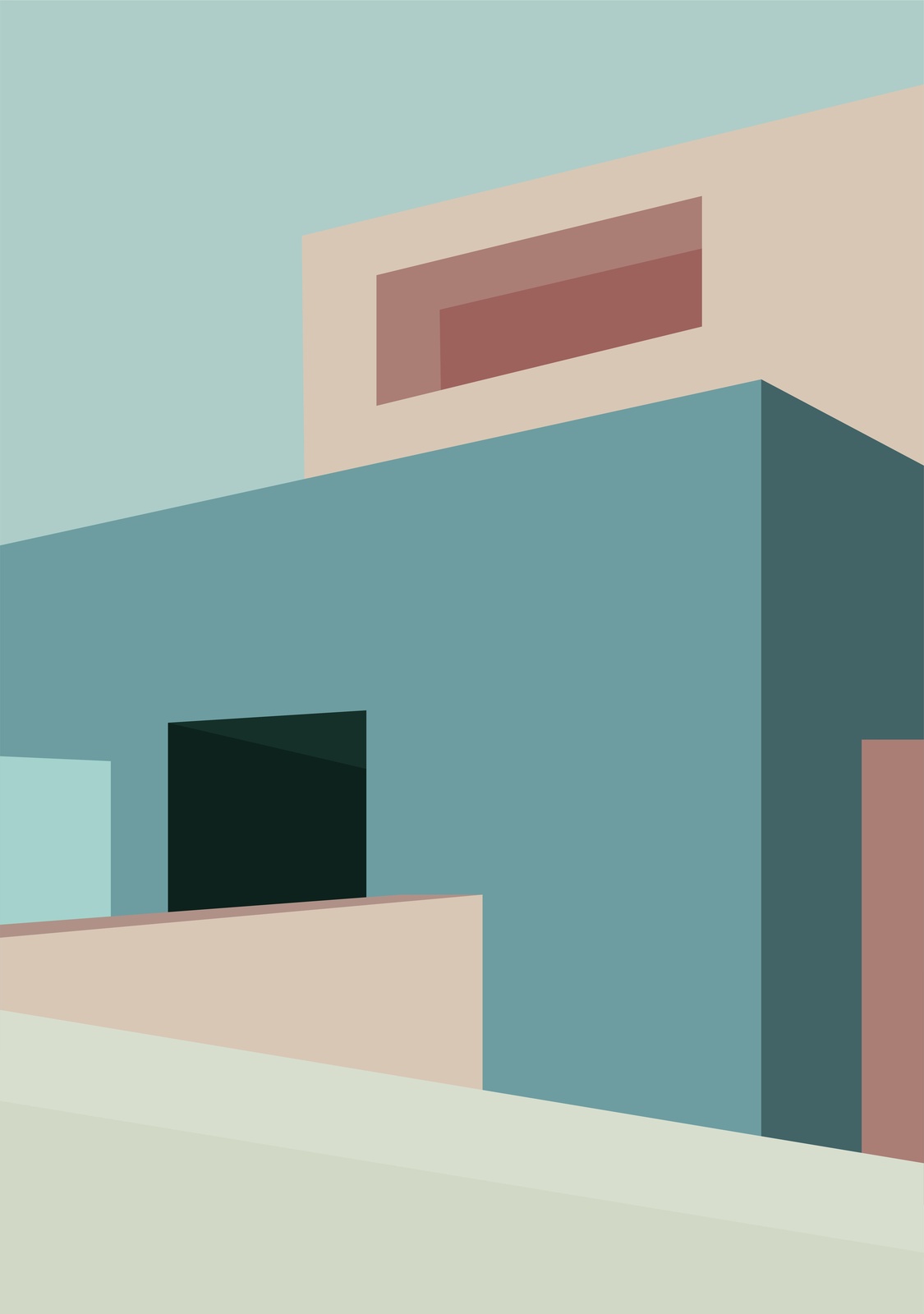 Modern Geometric Architecture Wall Art