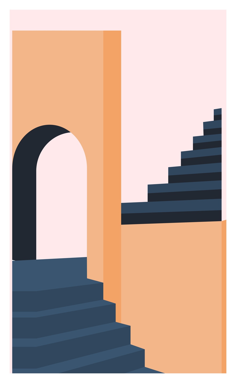Modern Arch & Stairs Geometric Wall Art