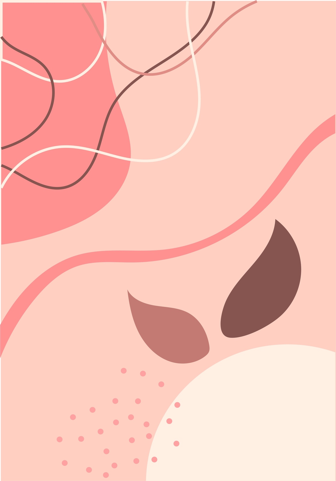 Abstract Pink Curves & Dots Wall Art