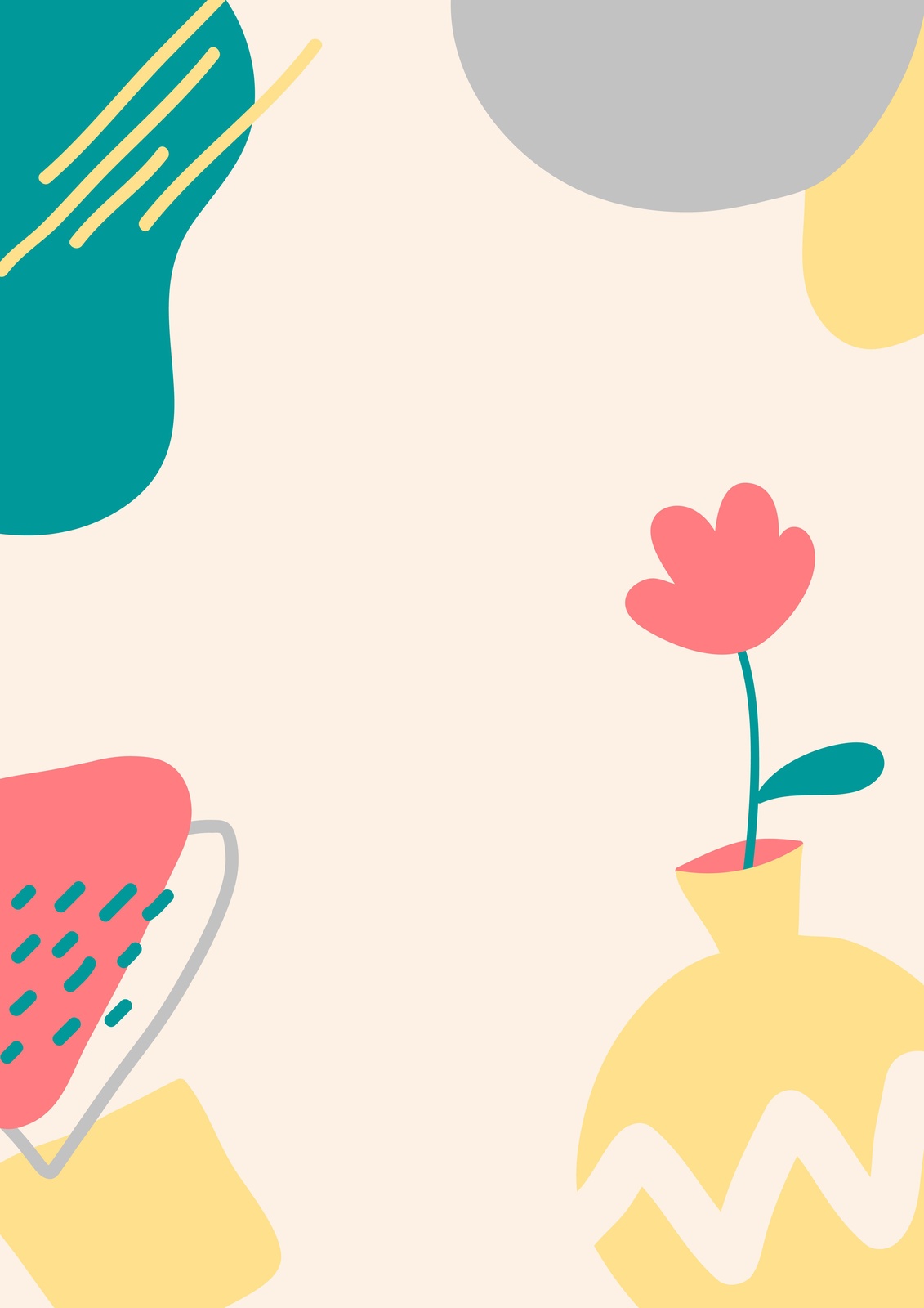 Whimsical Abstract Floral Vase Wall Art