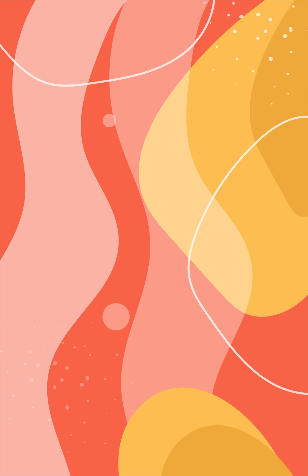 Abstract Waves Coral Yellow Wall Art