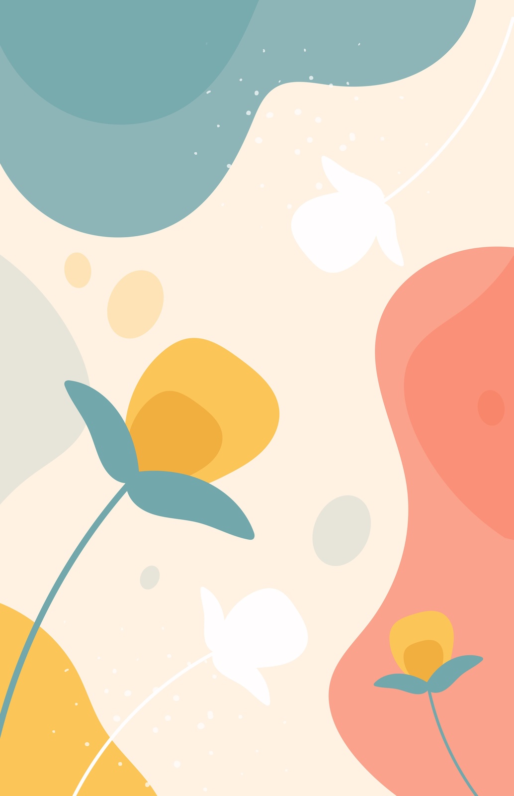 Modern Floral Abstract Yellow & Teal Wall Art