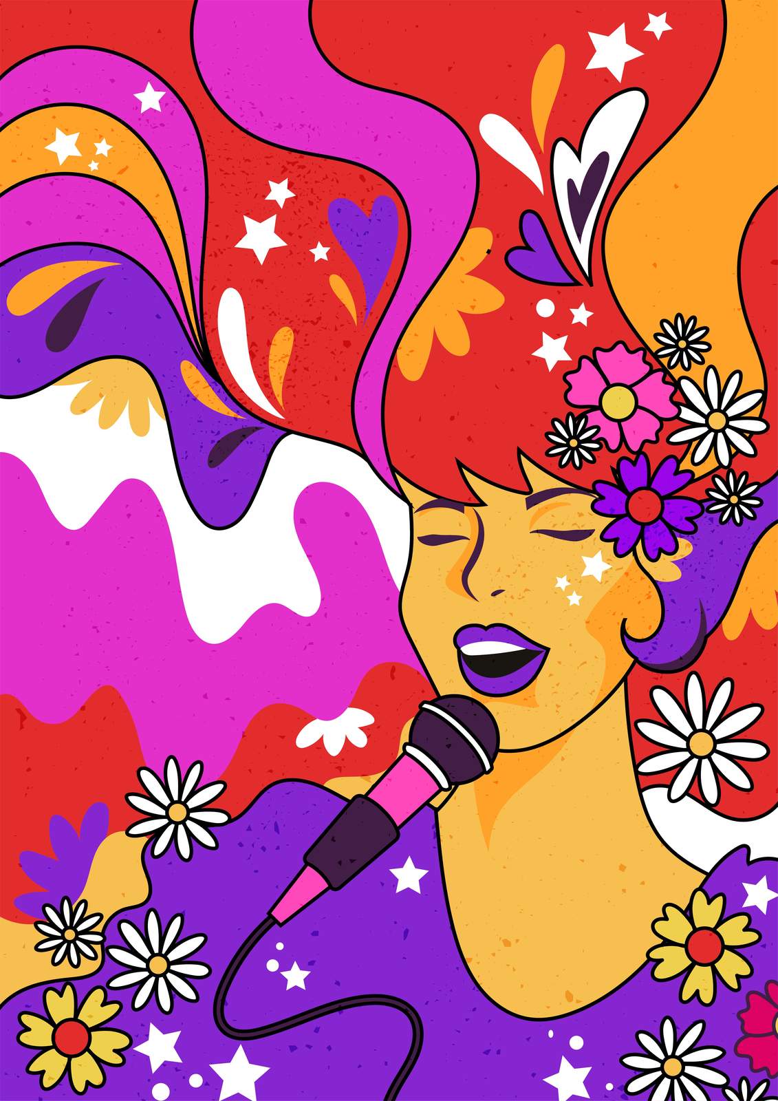 Groovy Singer Psychedelic Art Wall Art